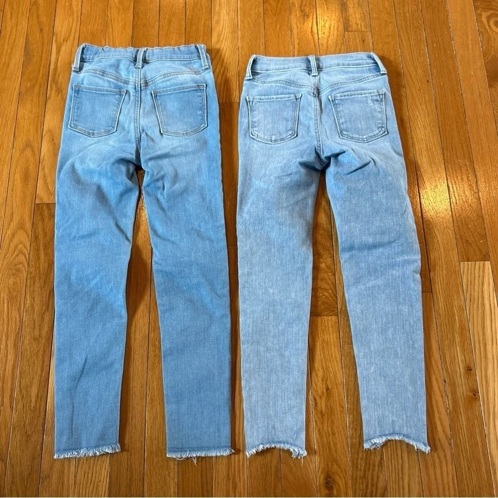 2 Pairs Old Navy Rockstar High Rise Stretch Light Blue Denim Jeans Girls Sz 8